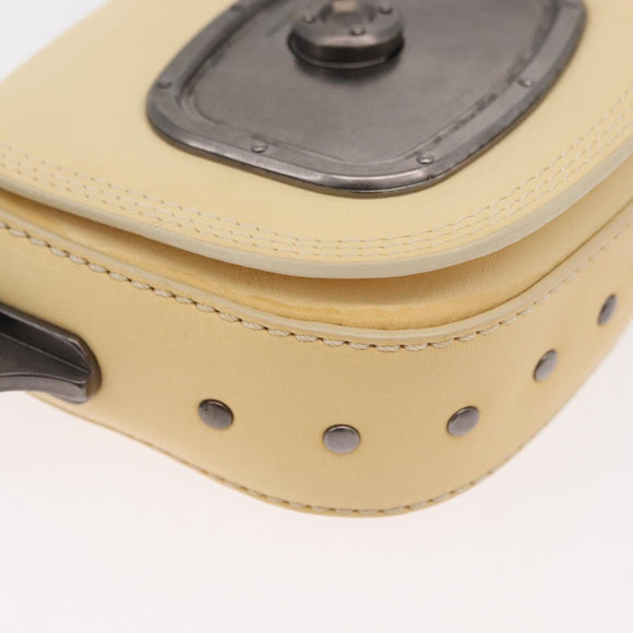 CELINE Shoulder Bag Leather Ivory Auth 178026A