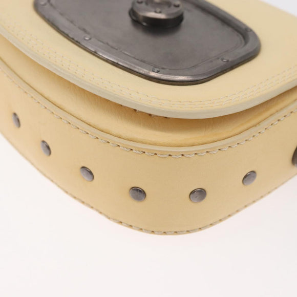 CELINE Shoulder Bag Leather Ivory Auth 178026A