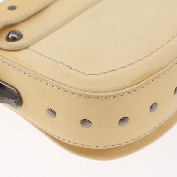 CELINE Shoulder Bag Leather Ivory Auth 178026A