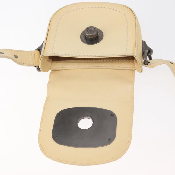 CELINE Shoulder Bag Leather Ivory Auth 178026A