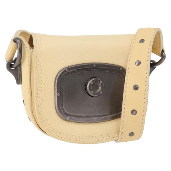 CELINE Shoulder Bag Leather Ivory Auth 178026A