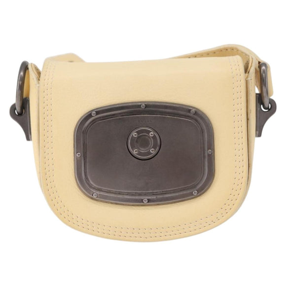 CELINE Shoulder Bag Leather Ivory Auth 178026A