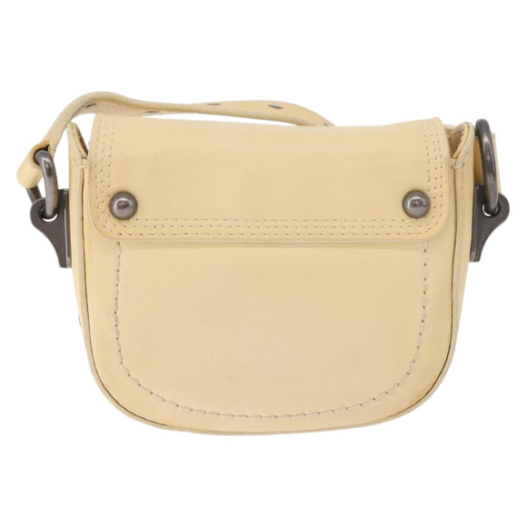 CELINE Shoulder Bag Leather Ivory Auth 178026A