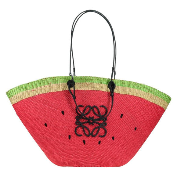 LOEWE Watermelon Tote Bag Raffia 2way Red Auth 178041SM