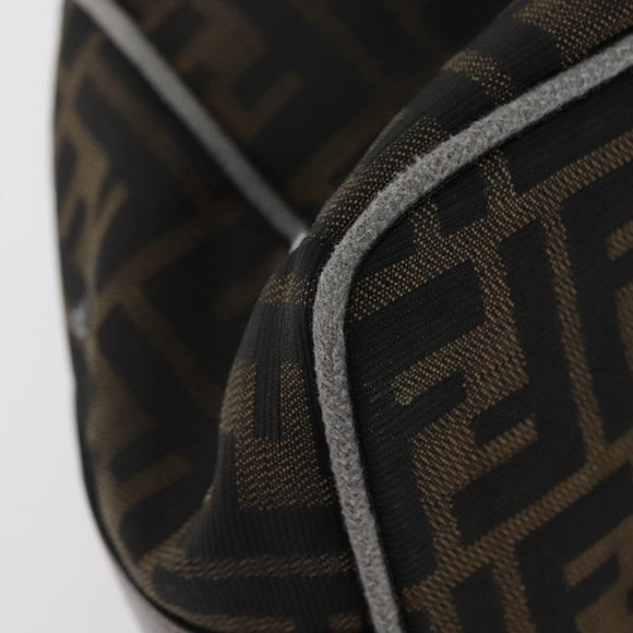 FENDI Zucca Canvas Vanity Pouch Brown Black Auth 178043