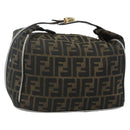 FENDI Zucca Canvas Vanity Pouch Brown Black Auth 178043-1