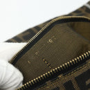 FENDI Zucca Canvas Vanity Pouch Brown Black Auth 178043-21