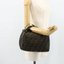 FENDI Zucca Canvas Vanity Pouch Brown Black Auth 178043-22