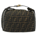 FENDI Zucca Canvas Vanity Pouch Brown Black Auth 178043-2