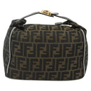 FENDI Zucca Canvas Vanity Pouch Brown Black Auth 178043-3
