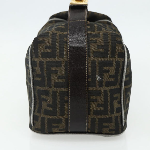 FENDI Zucca Canvas Vanity Pouch Brown Black Auth 178043