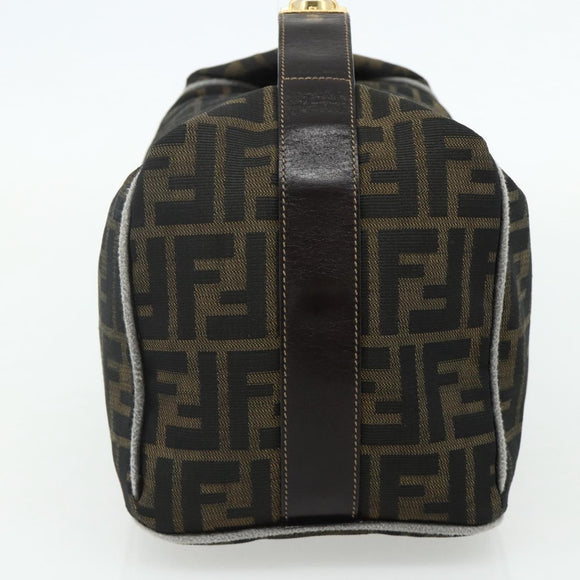 FENDI Zucca Canvas Vanity Pouch Brown Black Auth 178043