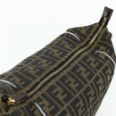 FENDI Zucca Canvas Vanity Pouch Brown Black Auth 178043-8