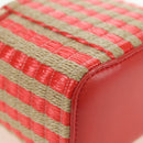 CHANEL Chain Vanity Shoulder Bag Raffia Red Gold CC Auth 178044SM-12