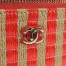 CHANEL Chain Vanity Shoulder Bag Raffia Red Gold CC Auth 178044SM-14