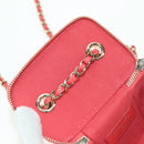 CHANEL Chain Vanity Shoulder Bag Raffia Red Gold CC Auth 178044SM-17