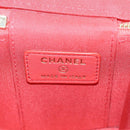 CHANEL Chain Vanity Shoulder Bag Raffia Red Gold CC Auth 178044SM-18