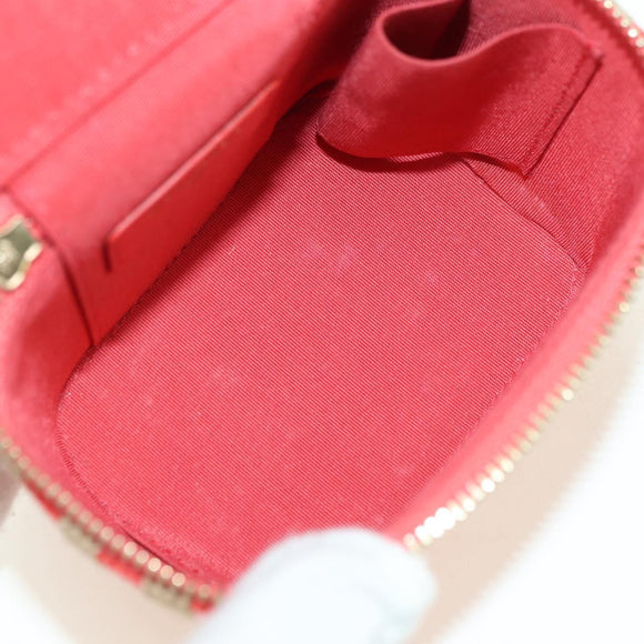 CHANEL Chain Vanity Shoulder Bag Raffia Red Gold CC Auth 178044SM