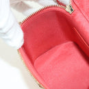 CHANEL Chain Vanity Shoulder Bag Raffia Red Gold CC Auth 178044SM-21