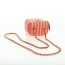 CHANEL Chain Vanity Shoulder Bag Raffia Red Gold CC Auth 178044SM-7