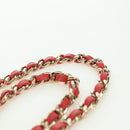 CHANEL Chain Vanity Shoulder Bag Raffia Red Gold CC Auth 178044SM-8