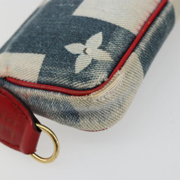 LOUIS VUITTON Monogram Denim Mini Pochette Accessoires Blue M68760 Auth 178048A