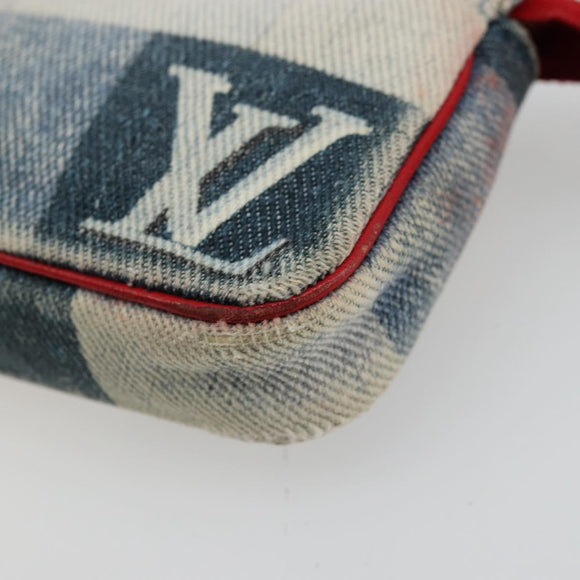 LOUIS VUITTON Monogram Denim Mini Pochette Accessoires Blue M68760 Auth 178048A