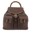 GUCCI Bamboo Backpack Leather Brown Gold 003 58 0016 Auth 178057-2
