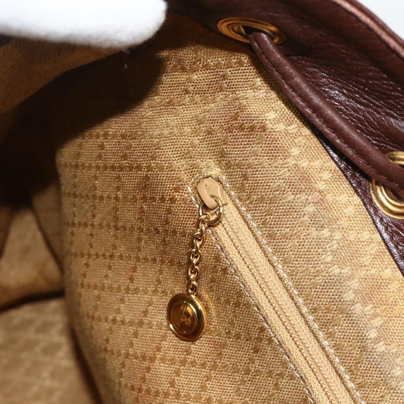GUCCI Bamboo Backpack Leather Brown Gold 003 58 0016 Auth 178057