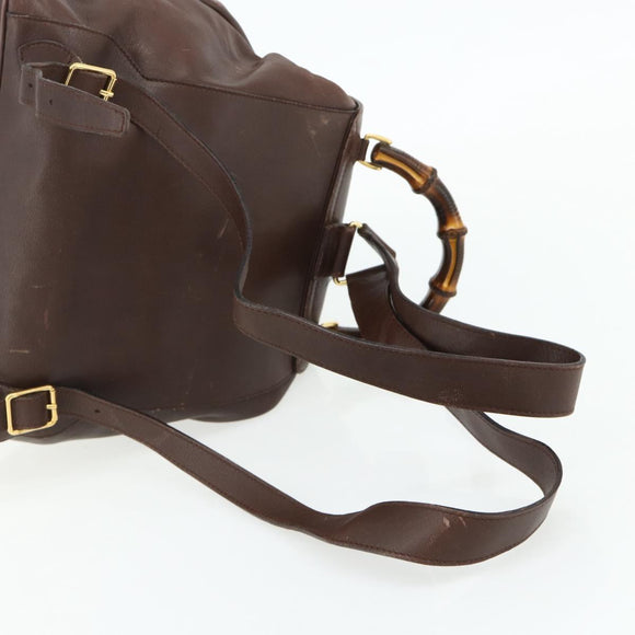 GUCCI Bamboo Backpack Leather Brown Gold 003 58 0016 Auth 178057
