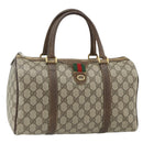 GUCCI GG Supreme Web Sherry Line Boston Bag PVC Beige Red 40 02 007 Auth 178058-1