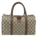 GUCCI GG Supreme Web Sherry Line Boston Bag PVC Beige Red 40 02 007 Auth 178058-2