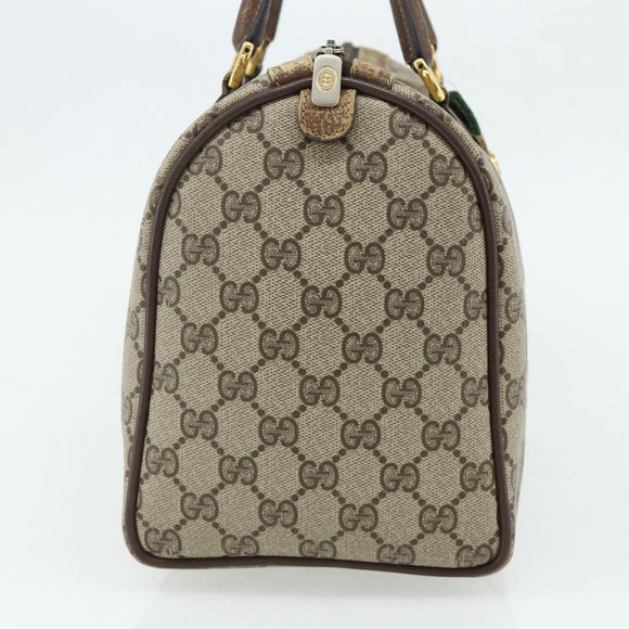 GUCCI GG Supreme Web Sherry Line Boston Bag PVC Beige Red 40 02 007 Auth 178058