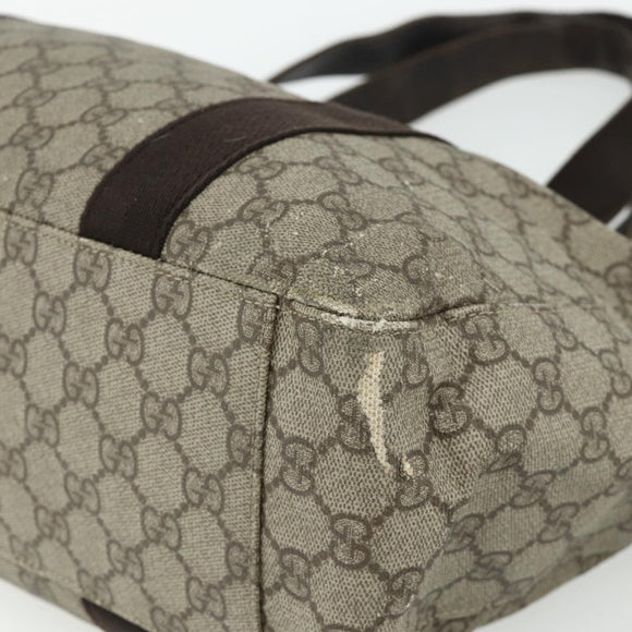 GUCCI GG Supreme Tote Bag PVC Beige Silver 141624 Auth 178059