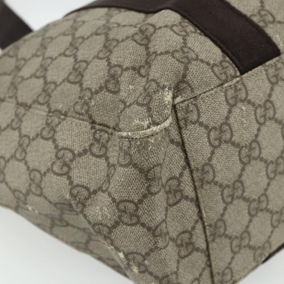GUCCI GG Supreme Tote Bag PVC Beige Silver 141624 Auth 178059