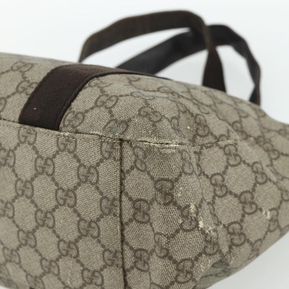 GUCCI GG Supreme Tote Bag PVC Beige Silver 141624 Auth 178059
