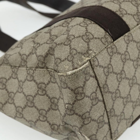 GUCCI GG Supreme Tote Bag PVC Beige Silver 141624 Auth 178059