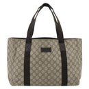 GUCCI GG Supreme Tote Bag PVC Beige Silver 141624 Auth 178059-2