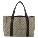 GUCCI GG Supreme Tote Bag PVC Beige Silver 141624 Auth 178059-3