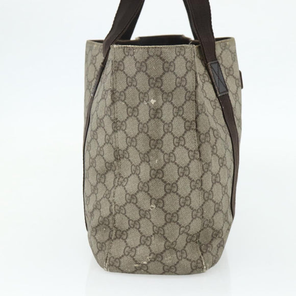 GUCCI GG Supreme Tote Bag PVC Beige Silver 141624 Auth 178059