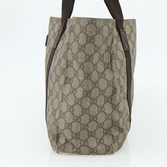 GUCCI GG Supreme Tote Bag PVC Beige Silver 141624 Auth 178059