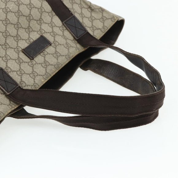 GUCCI GG Supreme Tote Bag PVC Beige Silver 141624 Auth 178059