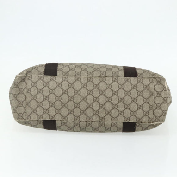 GUCCI GG Supreme Tote Bag PVC Beige Silver 141624 Auth 178059