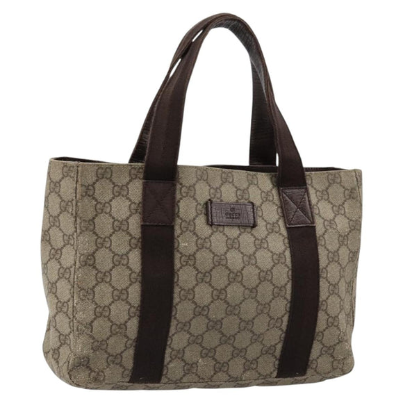 GUCCI GG Supreme Hand Bag PVC Beige 141976 Auth 178060