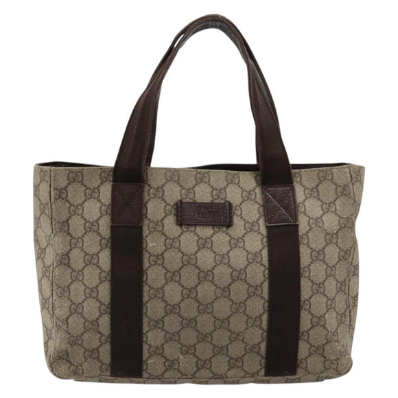 GUCCI GG Supreme Hand Bag PVC Beige 141976 Auth 178060