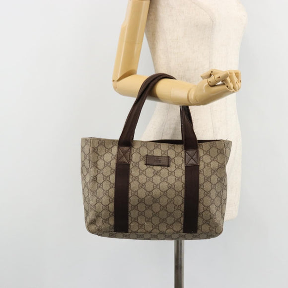 GUCCI GG Supreme Hand Bag PVC Beige 141976 Auth 178060