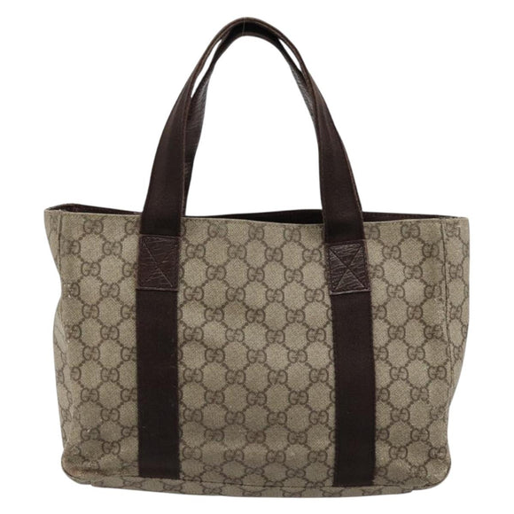 GUCCI GG Supreme Hand Bag PVC Beige 141976 Auth 178060