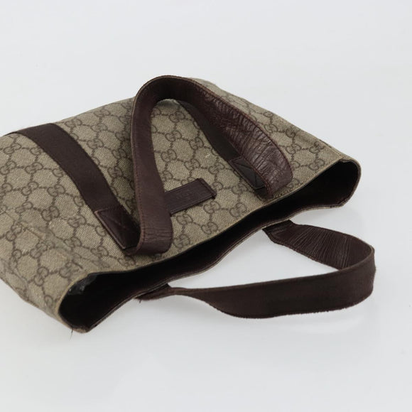 GUCCI GG Supreme Hand Bag PVC Beige 141976 Auth 178060