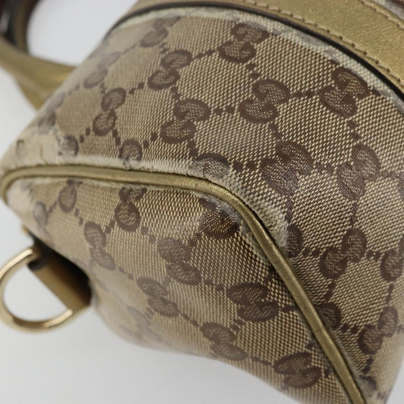 GUCCI GG Crystal Mini Boston Bag Coated Canvas Beige Gold 193604 Auth 178062