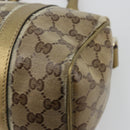GUCCI GG Crystal Mini Boston Bag Coated Canvas Beige Gold 193604 Auth 178062-12